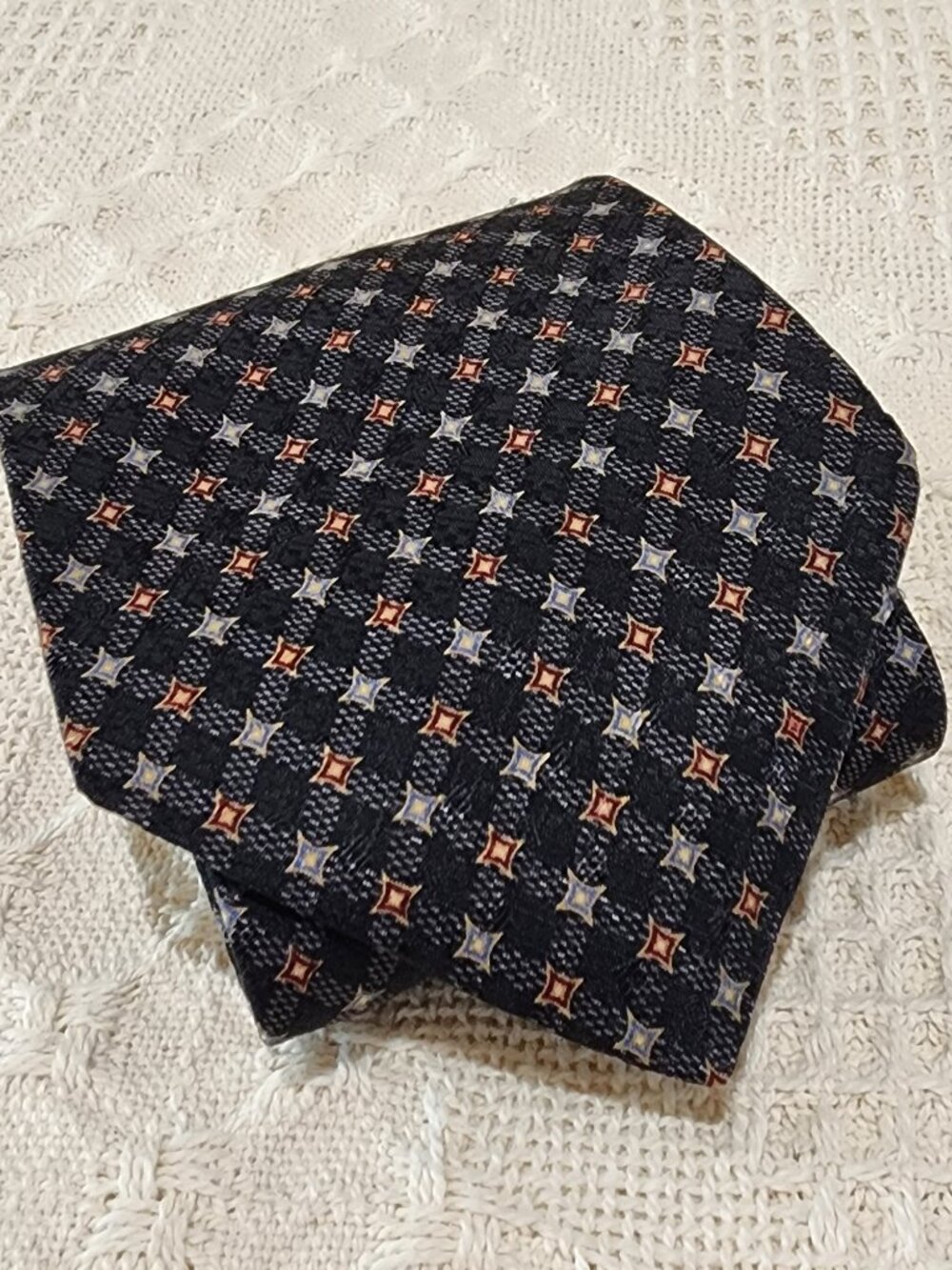 Conte di Milano Black Blue Red Designer 4" W 100% Silk Vintage Necktie Tie 56"